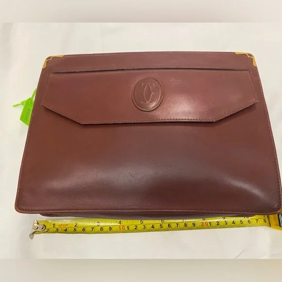 Cartier Bordeaux Leather Must de Cartier A5 Document Case Clutch Bag. - Picture 12 of 14
